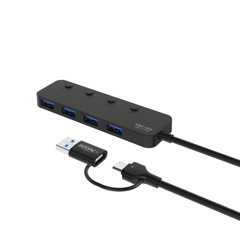 INTOPIC USB3.1 Type-C高速集線器-黑