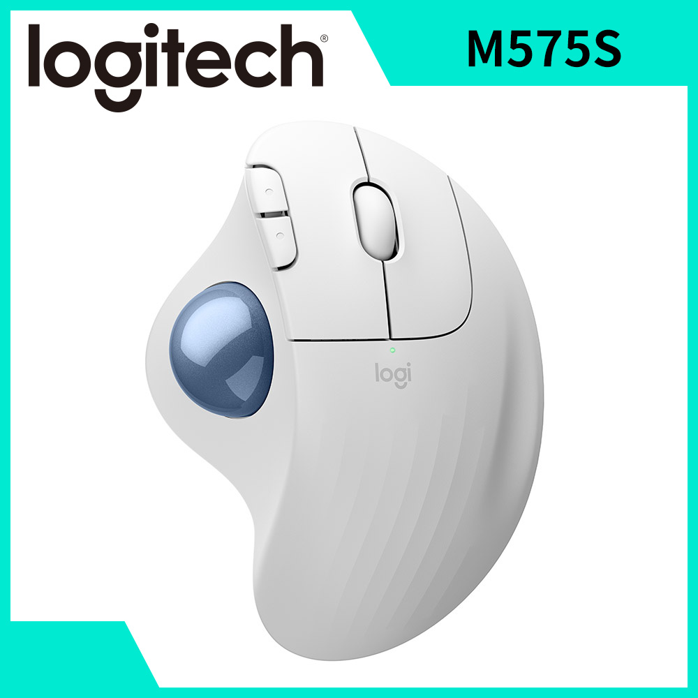 羅技Logitech Ergo M575S軌跡球滑鼠-珍珠白