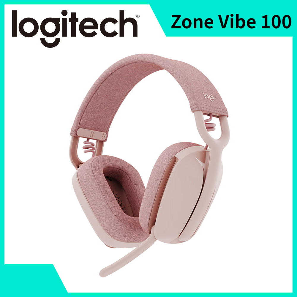 羅技Logitech Zone Vibe 100無線藍牙耳麥-玫瑰粉