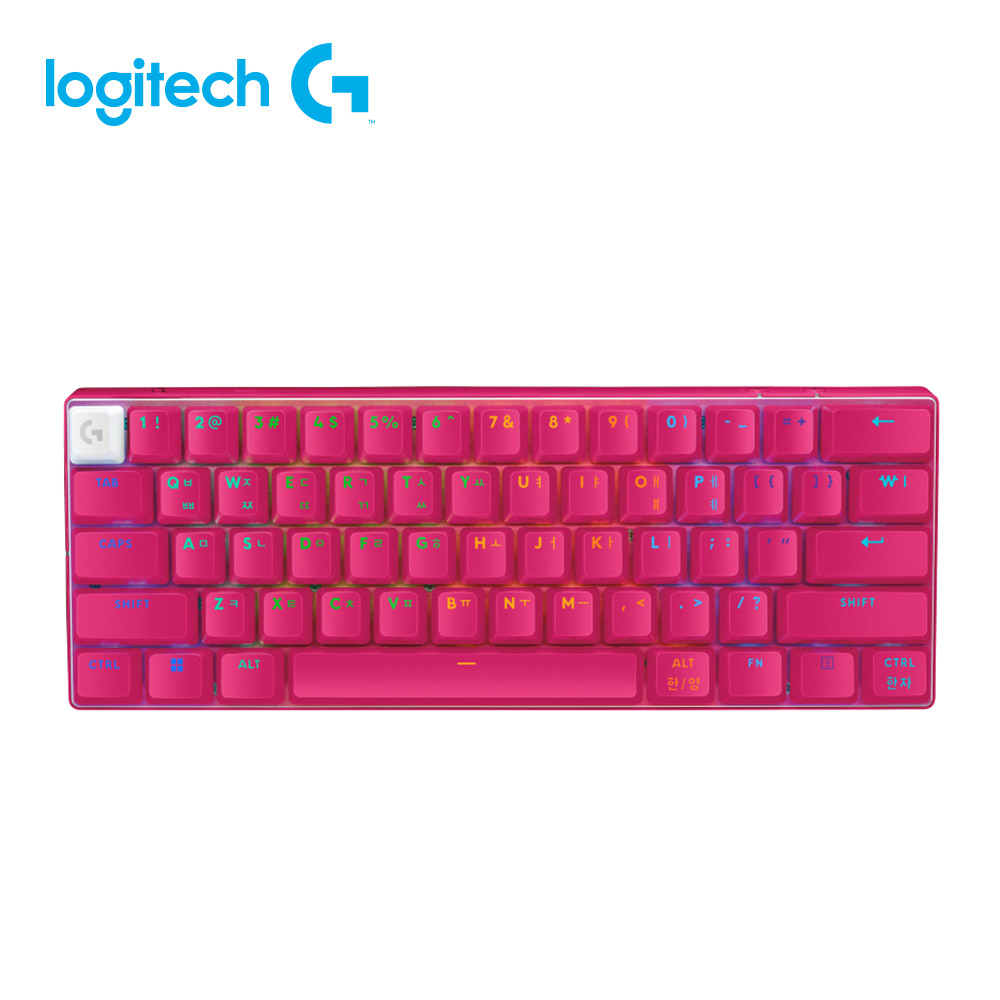 羅技Logitech PRO X觸感軸職業機械式60%鍵盤-桃紅