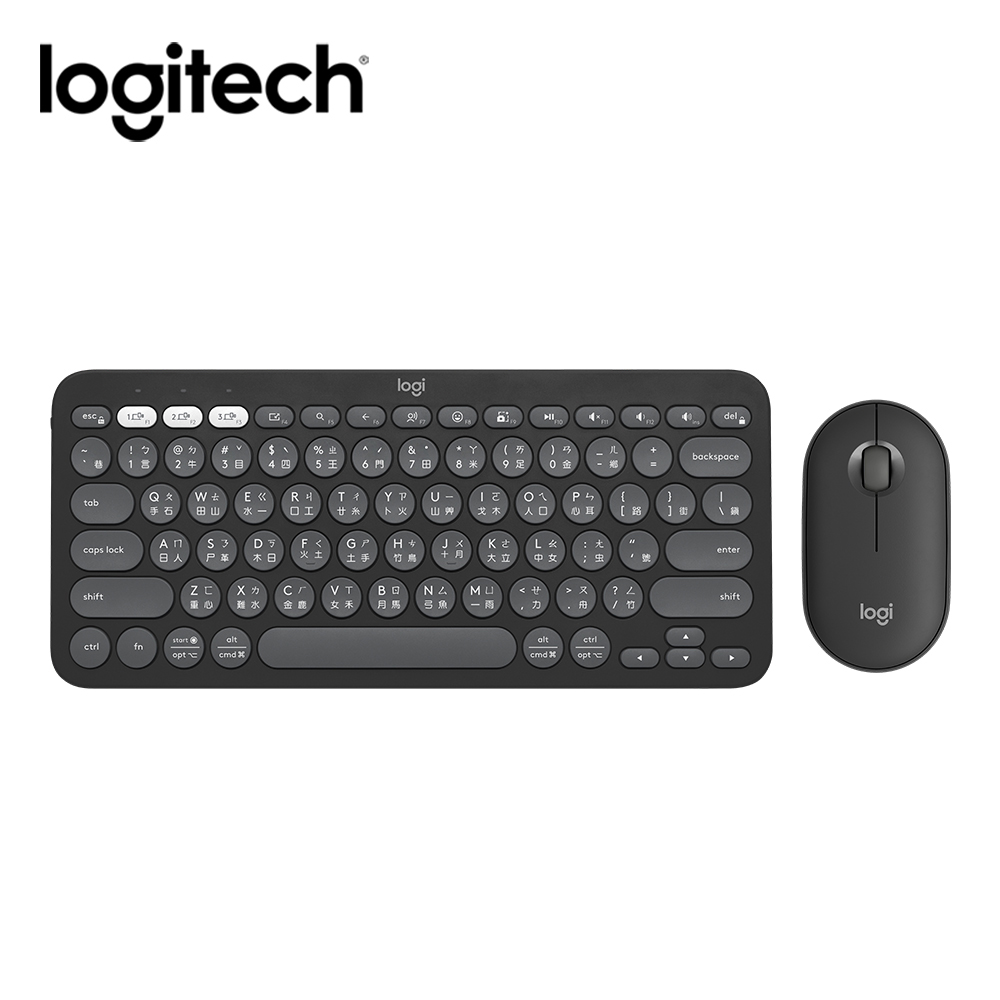 羅技Logitech Pebble2 Combo無線藍牙鍵鼠組-石墨灰