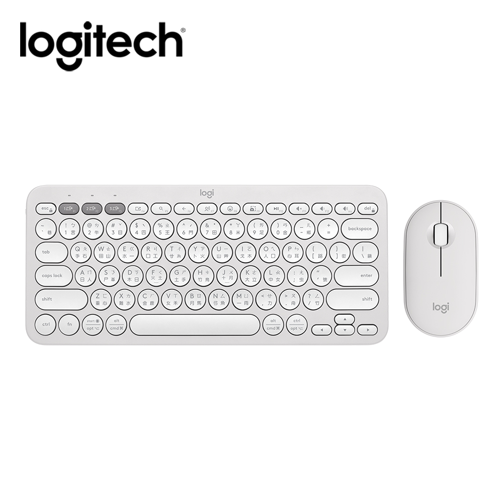 羅技Logitech Pebble2 Combo無線藍牙鍵鼠組-珍珠白