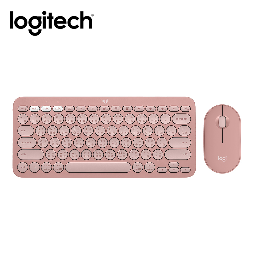 羅技Logitech Pebble2 Combo無線藍牙鍵鼠組-玫瑰粉