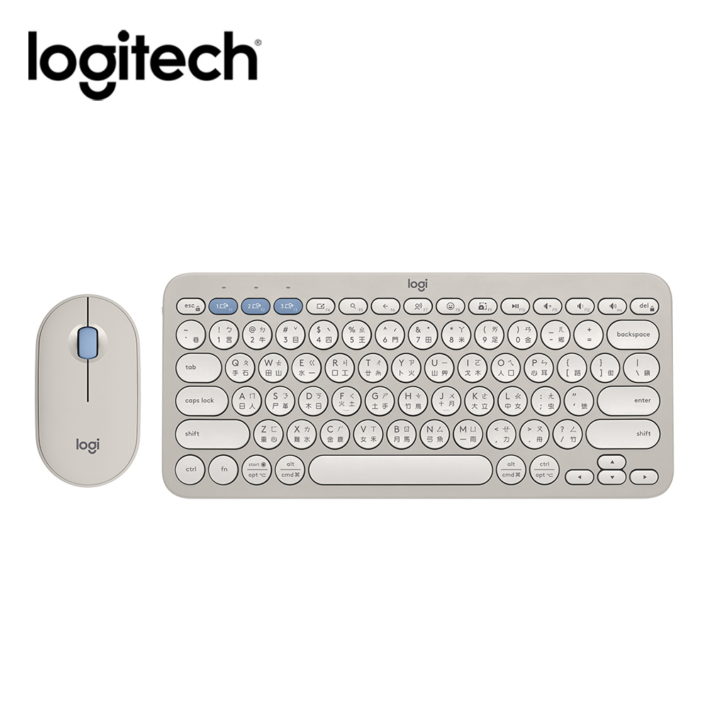 羅技Logitech Pebble2 Combo無線藍牙鍵鼠組-迷霧灰