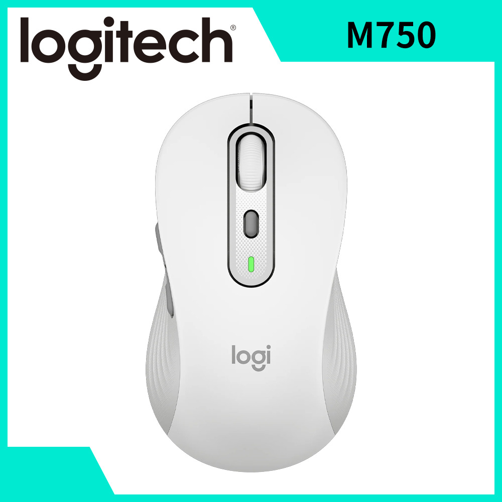 羅技Logitech M750多工靜音無線滑鼠(大手版)-珍珠白