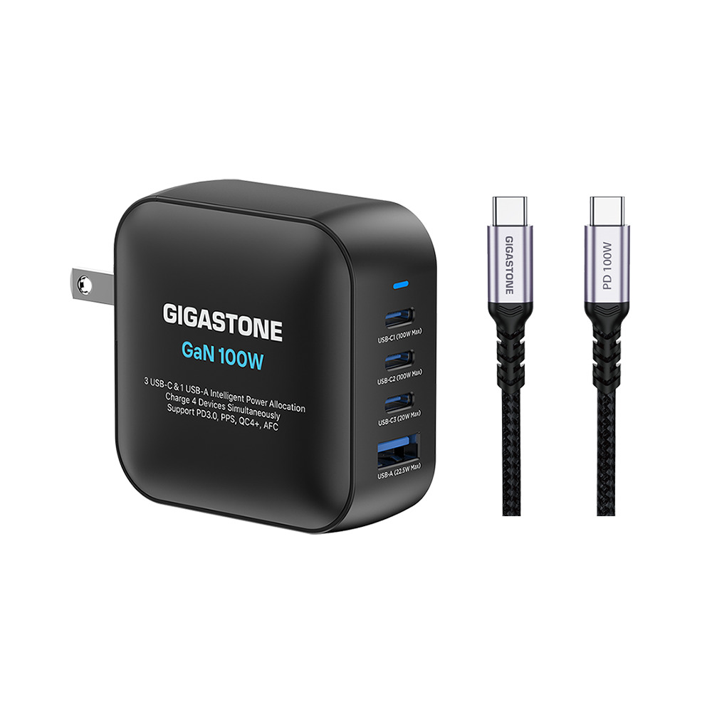 Gigastone 100W氮化鎵 Type-C四孔充電組