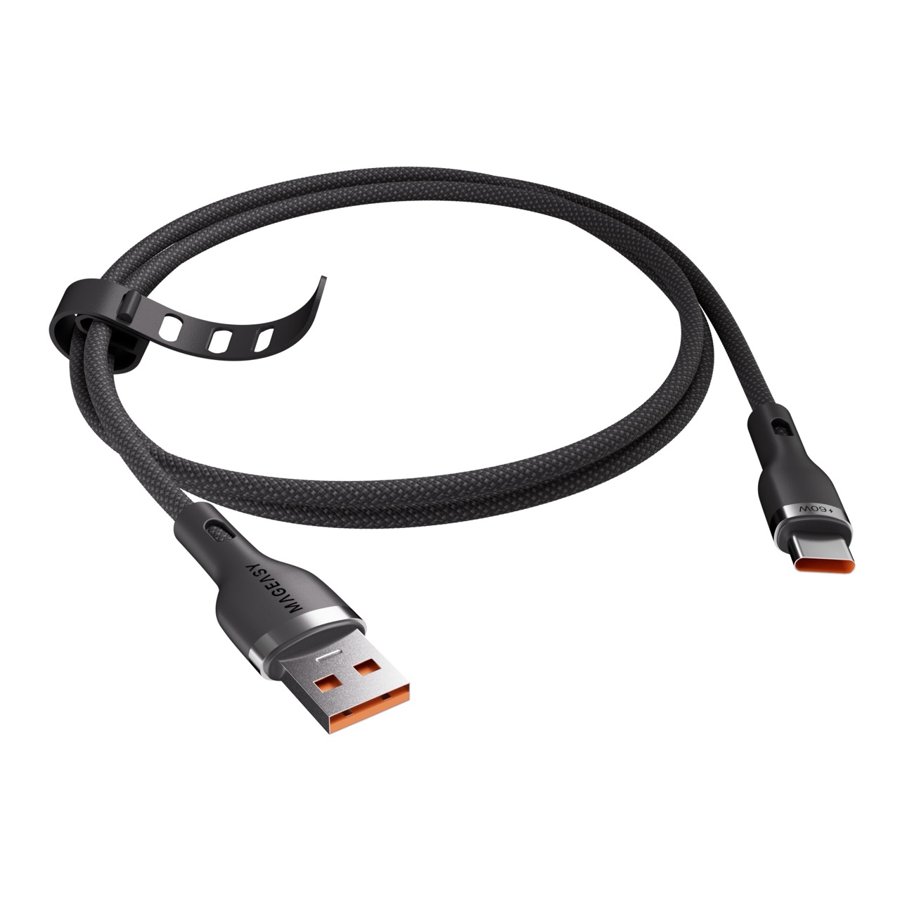MAGEASY USB-A to C 60W快充傳輸線1.5M-黑