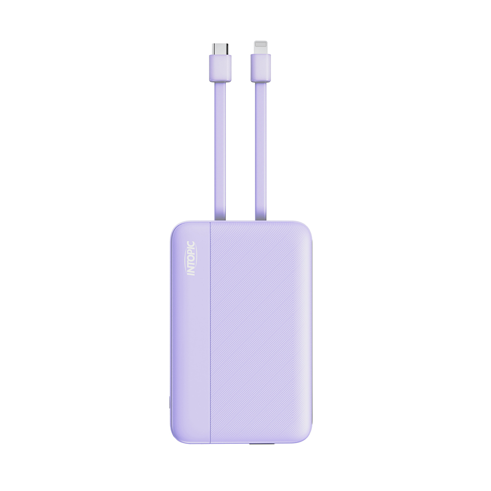 INTOPIC 雙線迷你快充行動電源9800mAh-紫