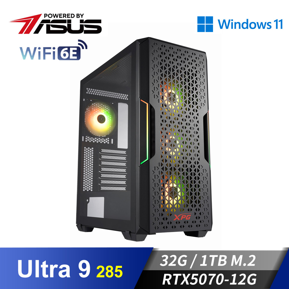 華碩平台[威魔天神]U9獨顯Win11電腦 (Ultra 9 285/32G/RTX 5070/1TB_M2)