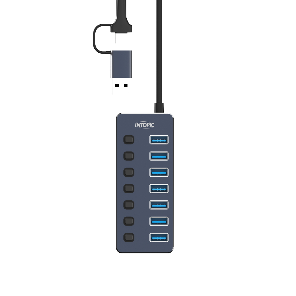 INTOPIC USB3.2 7孔高速集線器-灰色
