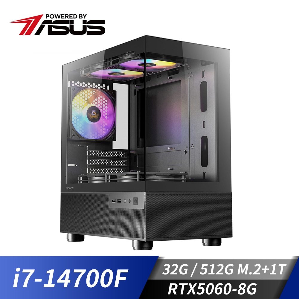 華碩平台[天風座]i7獨顯電腦 (i7-14700F/16G/1T/RTX 5060/512G_M2)