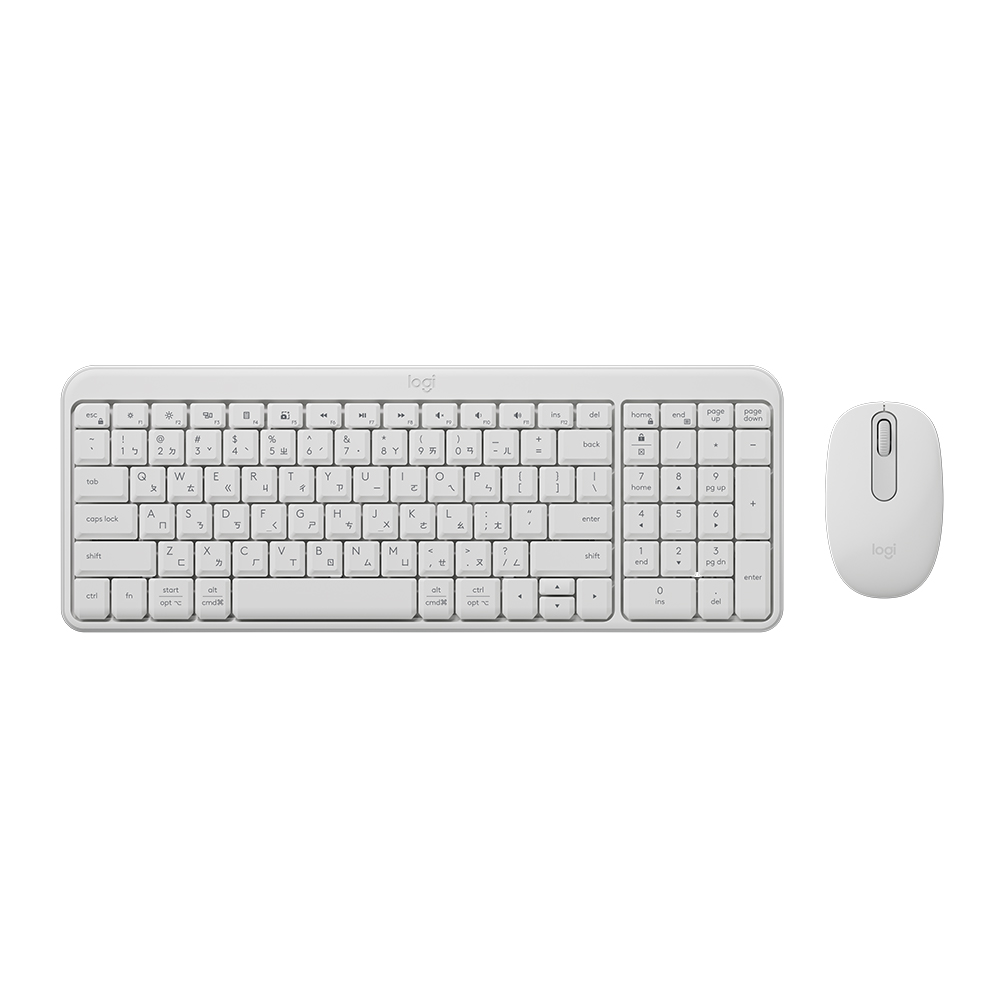 羅技 Logitech MK250無線鍵鼠組-珍珠白