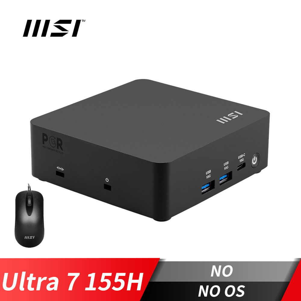 MSI Cubi NUC AI 1UMG-040BTW 桌機-加滑鼠 (Ultra 7 155H/NO OS)