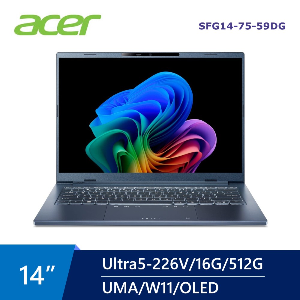 宏碁 ACER Swift Go OLED AI筆電 14" (Intel Core Ultra5-226V/16G/512G/UMA/W11)