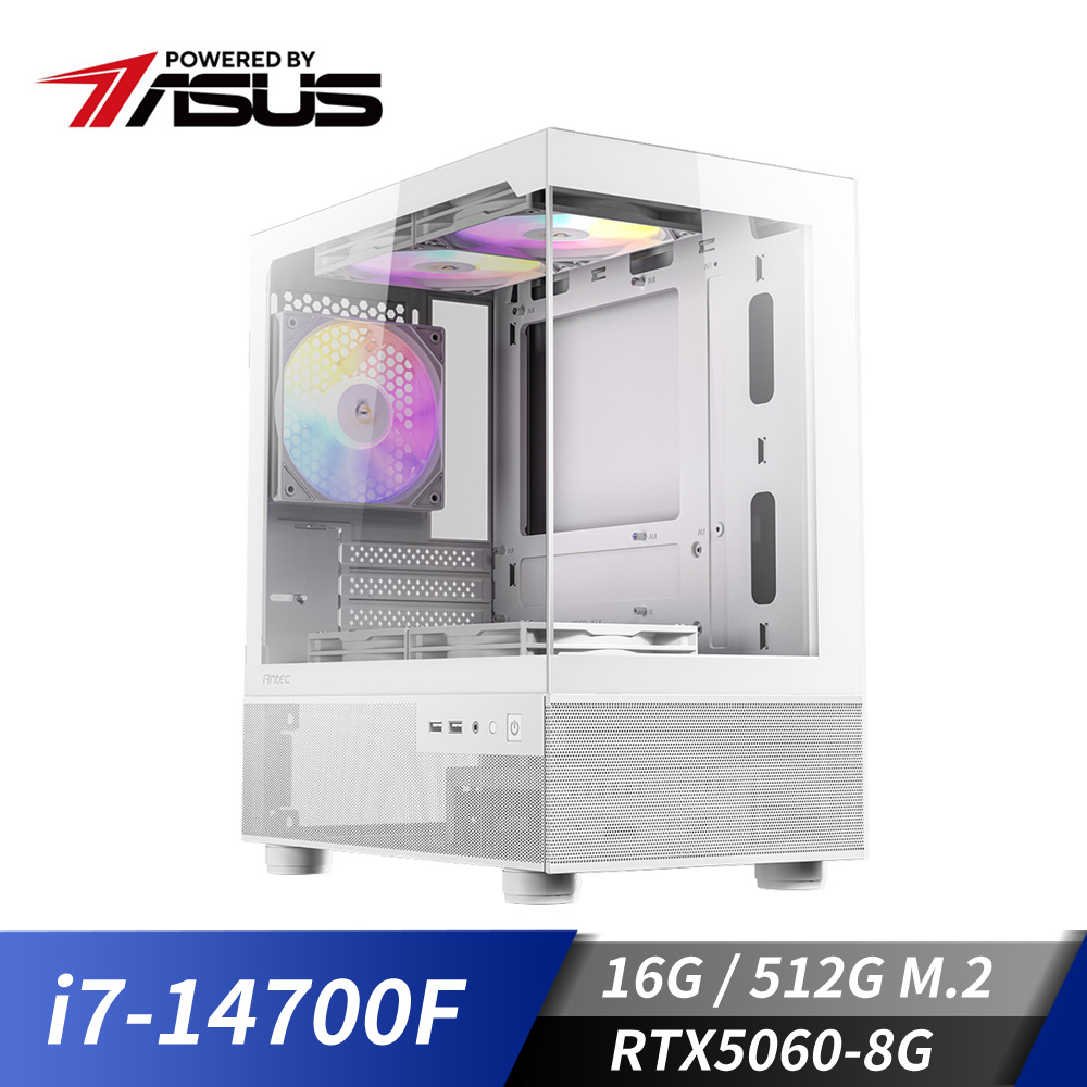 華碩平台[雪風座]i7獨顯電腦 (i7-14700F/16G/RTX 5060/512G_M2)