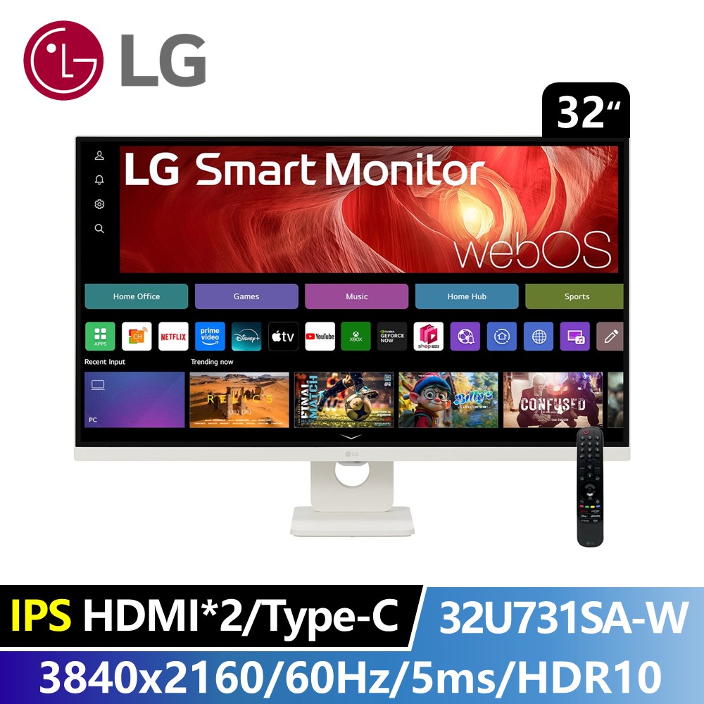 LG 32型 4K IPS 智慧聯網螢幕 (3840x2160/webOS/DCI-P3 95%/5ms)