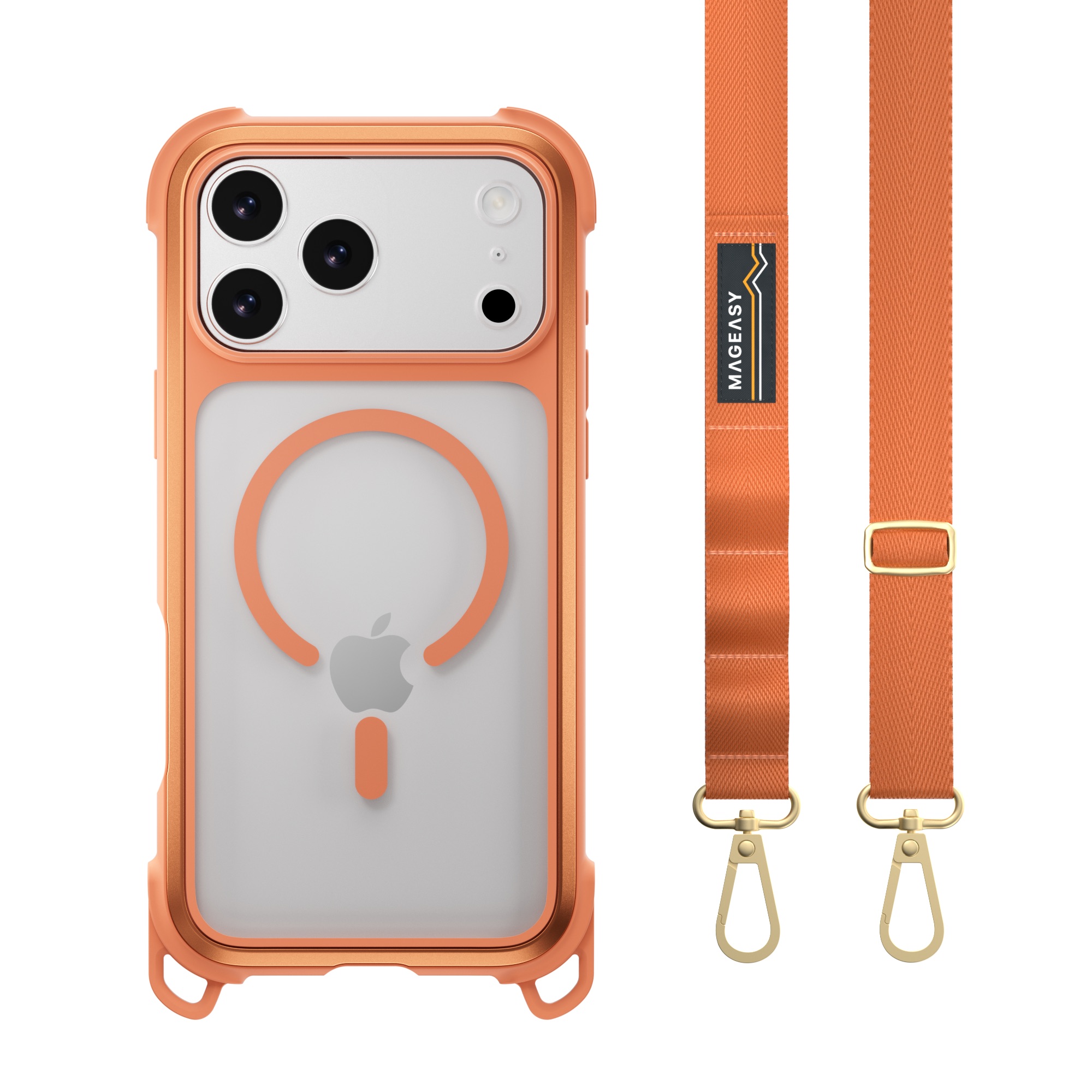 MAGEASY i17 Pro Max Odyssey掛繩殼-珊瑚