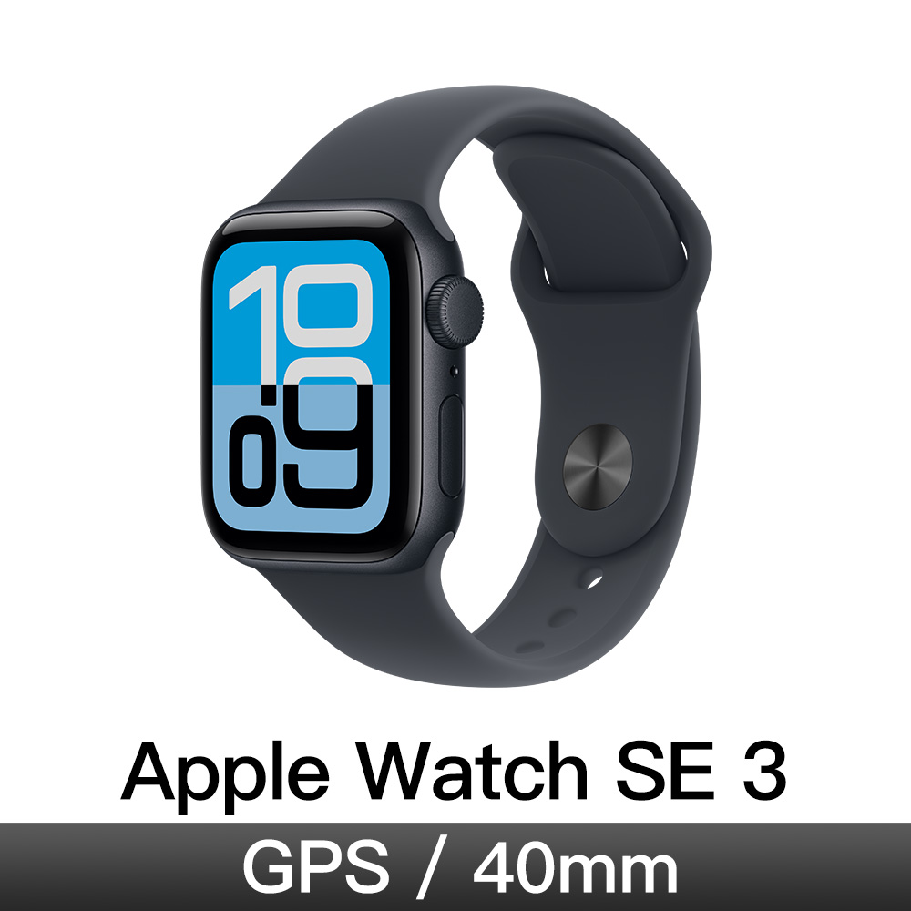 Apple Watch SE 3 GPS 40mm午夜鋁/午夜運動錶帶-M/L