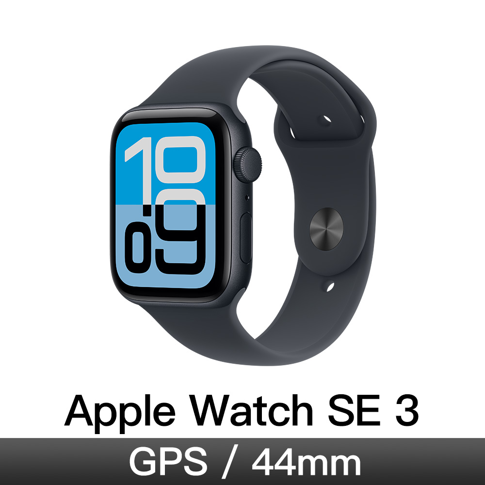 Apple Watch SE 3 GPS 44mm午夜鋁/午夜運動錶帶-S/M