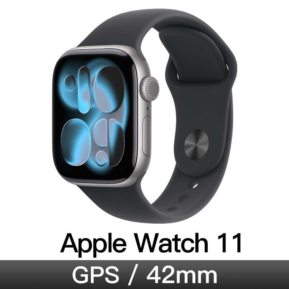 Apple Watch S11 GPS 42mm太空灰鋁/黑運動錶帶-S/M