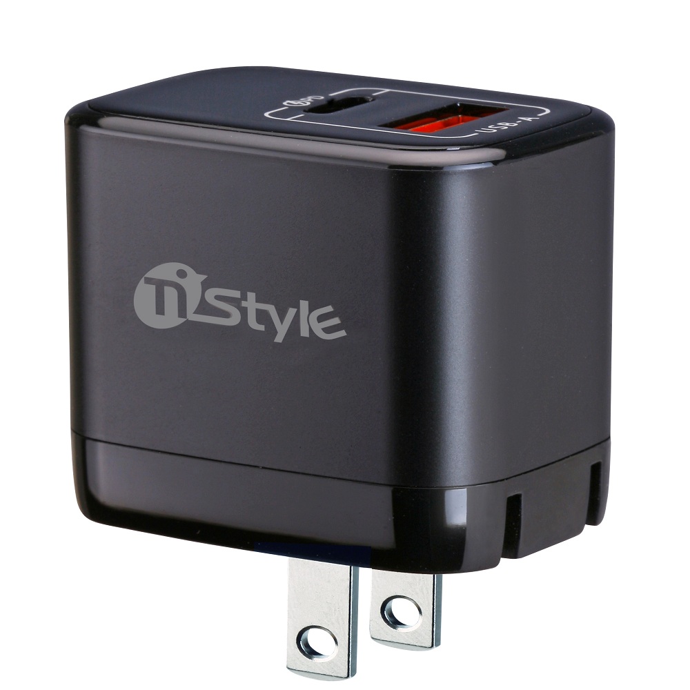 Nstyle 20W GaN氮化鎵2孔可折電源供應器-黑