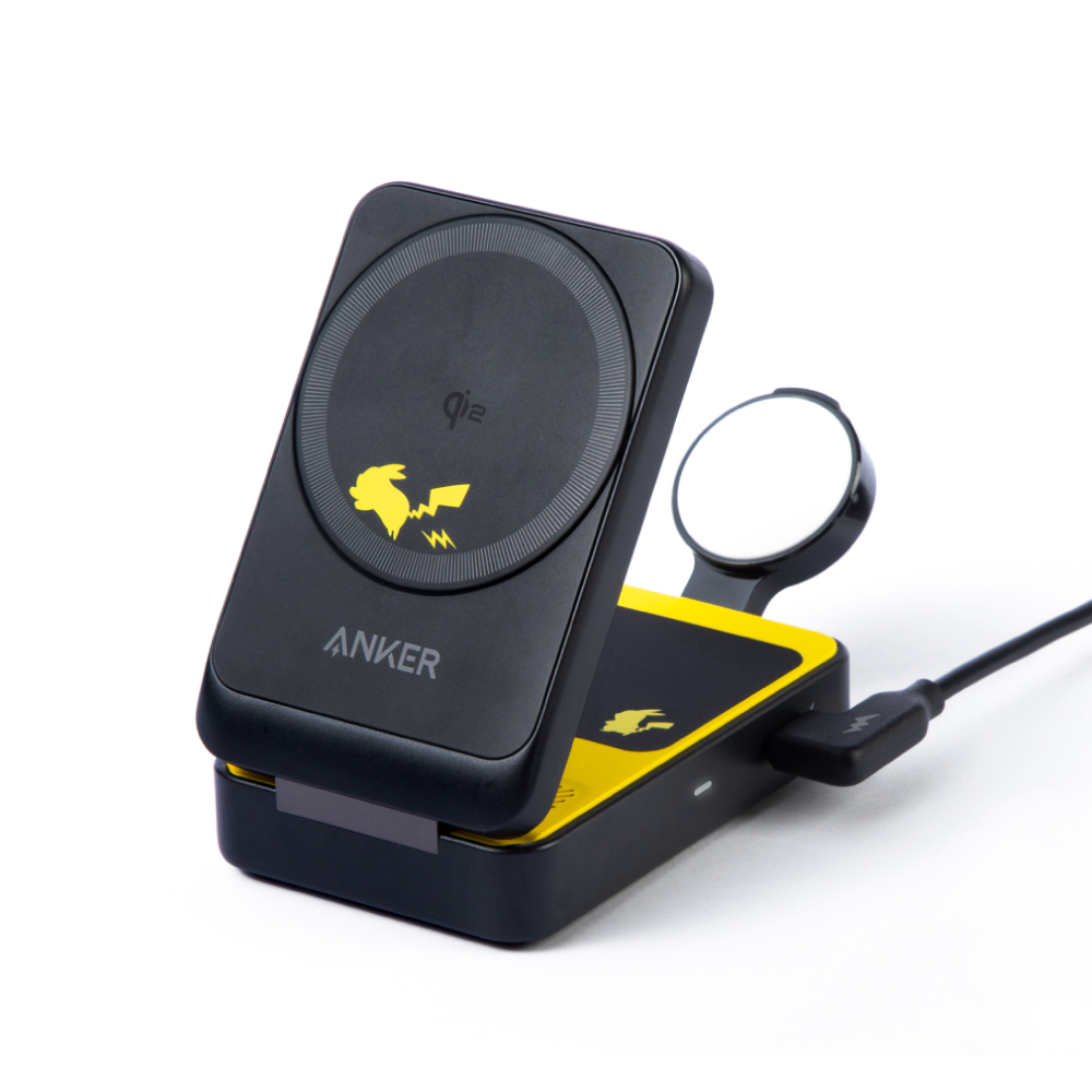 Anker Qi2 15W皮卡丘三合一折疊無線充電座