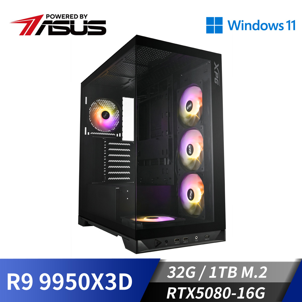 華碩平台[魔域尊兵]R9獨顯Win11水冷電腦 (R9 9950X3D/32G/RTX 5080/1TB_M2)
