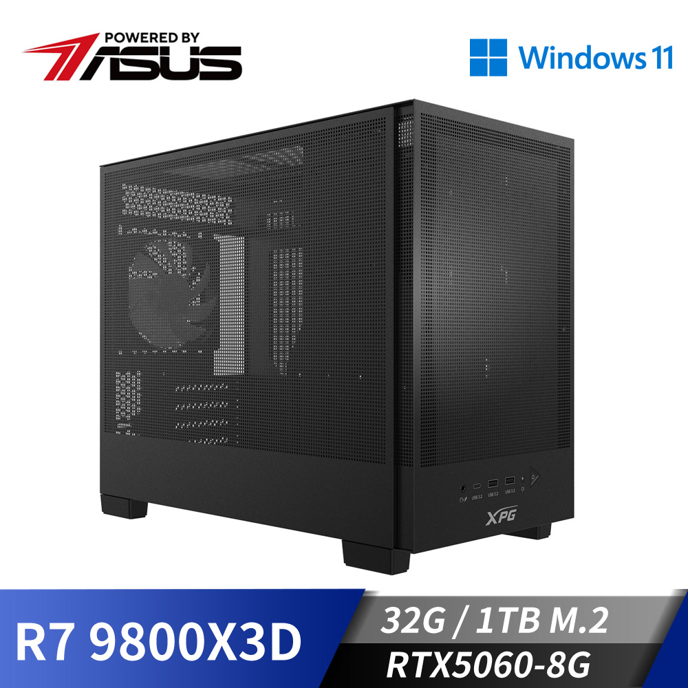 華碩平台[大地刀兵]R7獨顯Win11水冷電腦 (R7 9800X3D/32G/RTX 5060/1TB_M2)