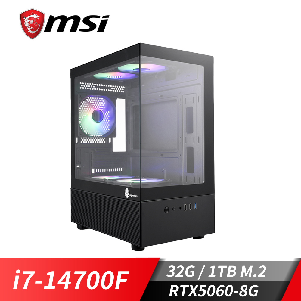 微星平台[鴻圖萬里II]i7獨顯電腦 (i7-14700F/32G/RTX 5060/1TB_M2)