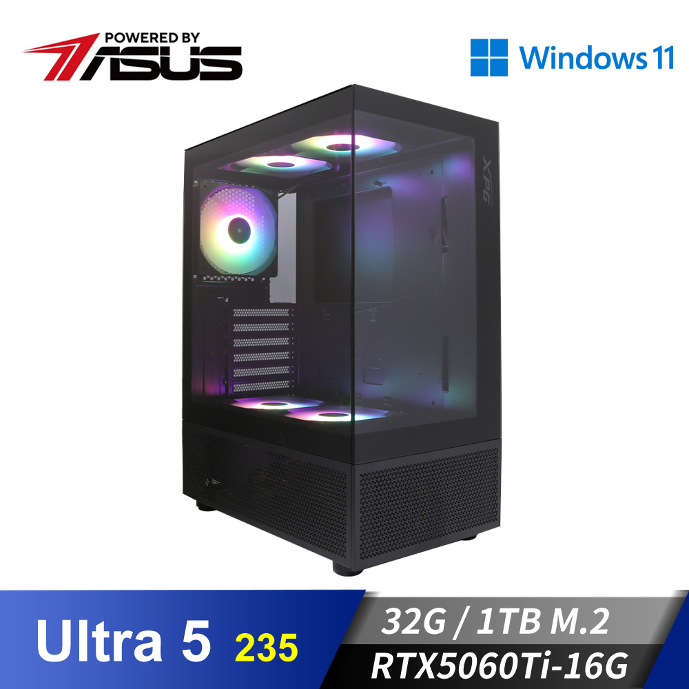 華碩平台[聖泉夜星]U5獨顯Win11電腦 (Ultra 5 235/32G/RTX5060Ti-16G/1TB_M2)