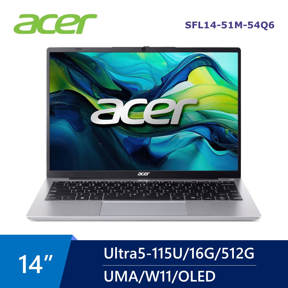(展示品) 宏碁 ACER Swift Lite OLED AI筆電 14" (Intel Core Ultra5-115U/16G/512G/UMA/W11)