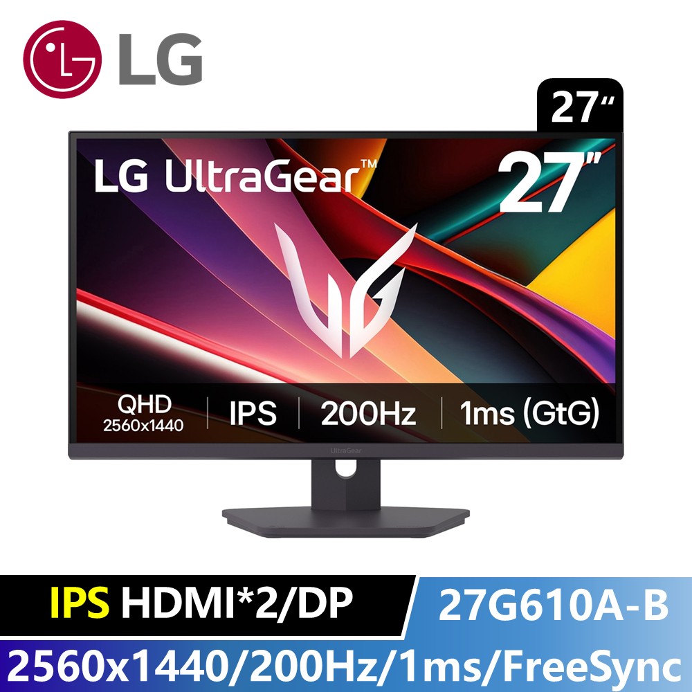 LG 27型 UltraGear 2K QHD IPS 電競螢幕 (16:9/1ms/200Hz/2560x1440/1ms)