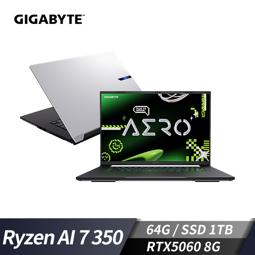 技嘉 AERO X16 16吋 特仕筆電-白 (Ryzen AI 7/64G/1TB SSD/RTX5060/W11)