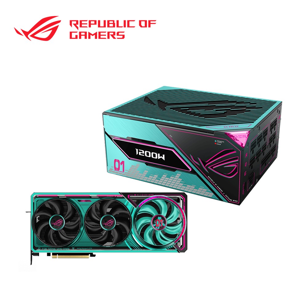 ASUS ROG X MIKU 初音聯名款RTX 5080 16G GDDR7 OC顯示卡+電源供應器