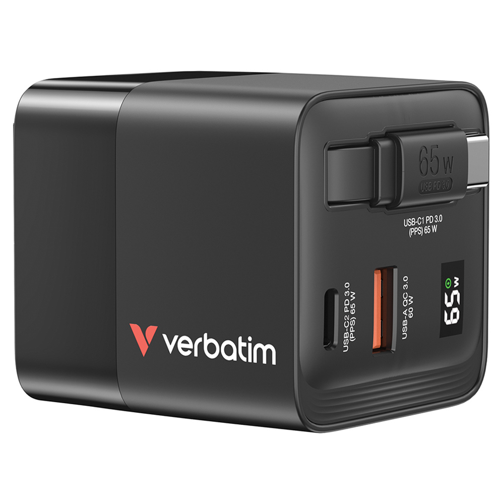 Verbatim 65W氮化鎵雙孔充電器