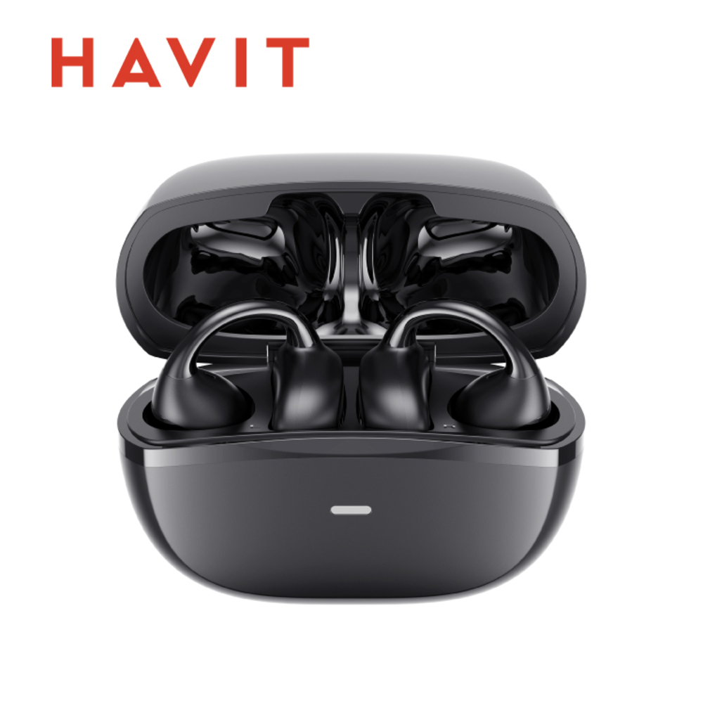 Havit 頭部追蹤耳夾開放式藍牙耳機-黑