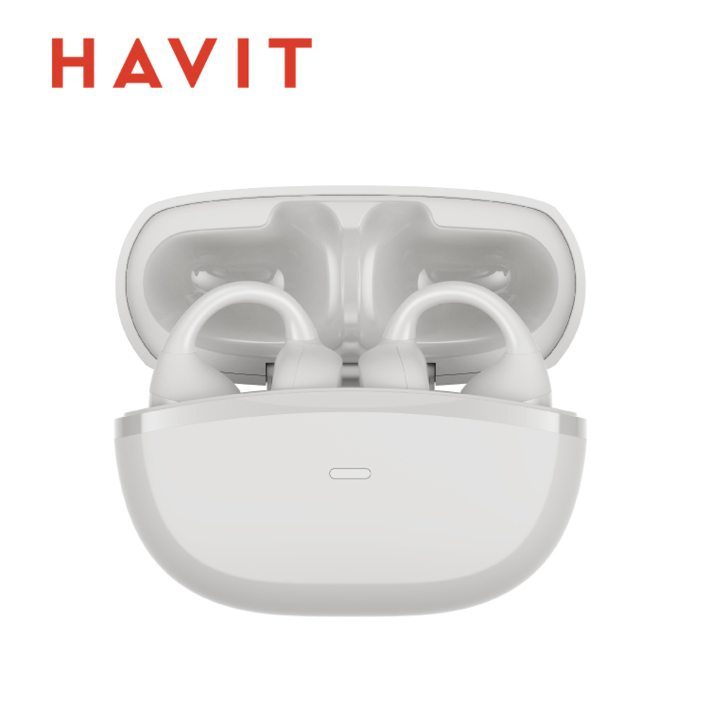 Havit 頭部追蹤耳夾開放式藍牙耳機-白