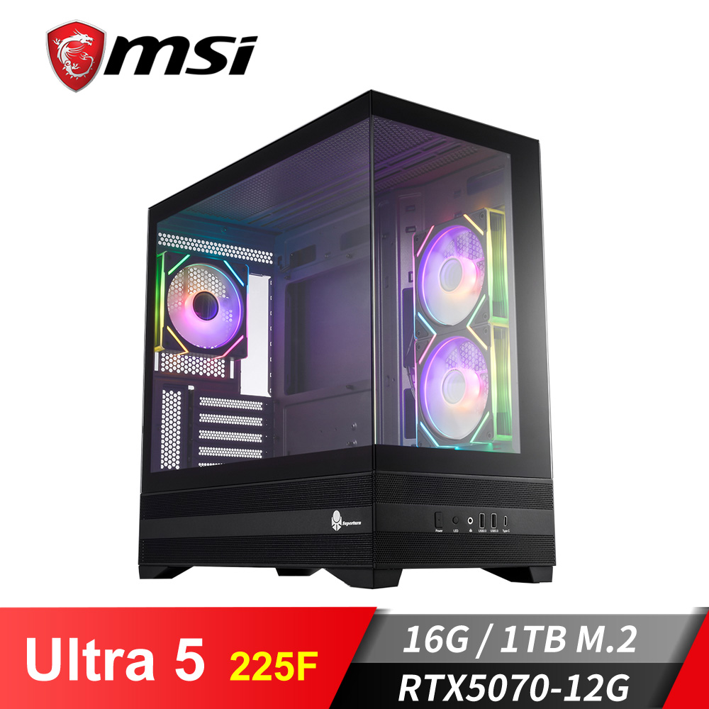 微星平台[天地遊俠]U5獨顯電腦 (Ultra 5 225F/16G/RTX 5070/1TB_M2)