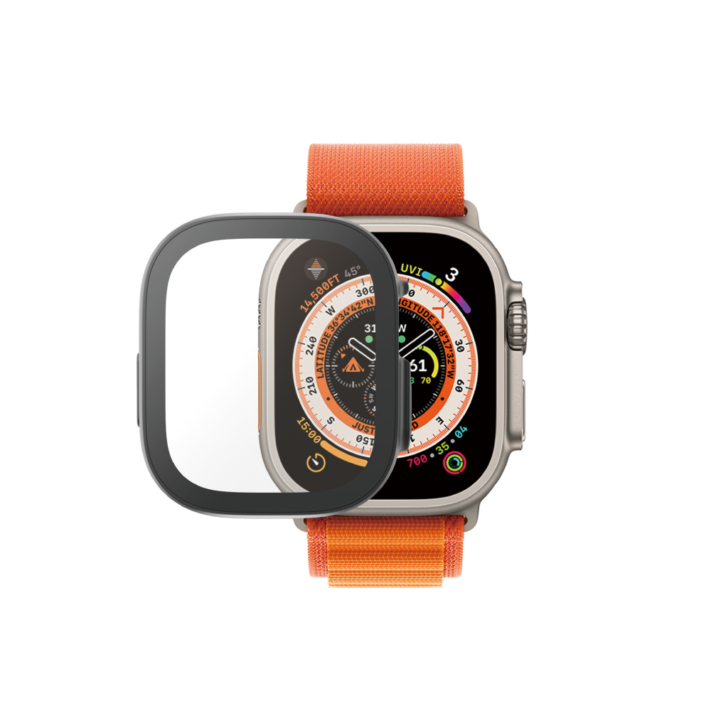 PG Apple Watch 49mm 2in1 高透鋼化保護殼-黑