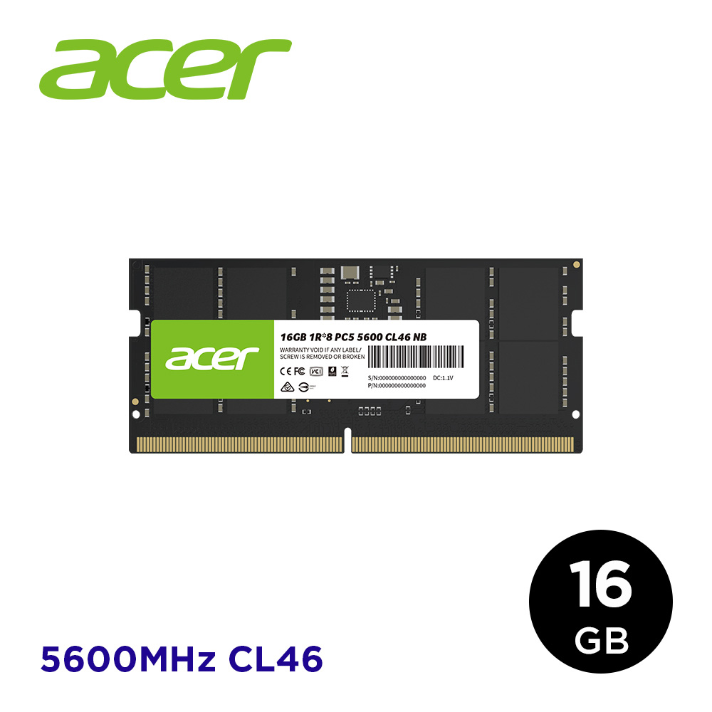 ACER 宏碁 NB-DDR5 5600/16GB筆記型RAM
