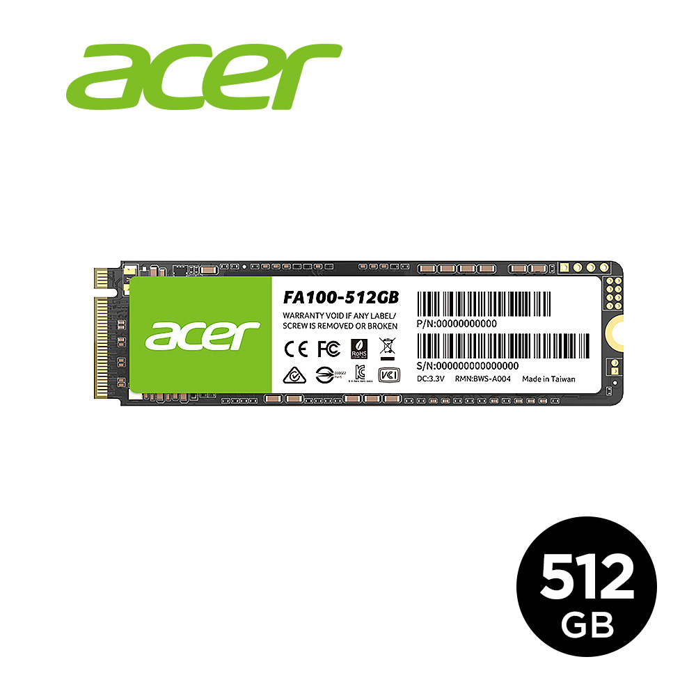 ACER 宏碁 512GB PCIe M.2 SSD固態硬碟