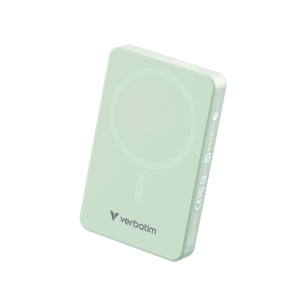 Verbatim 磁吸無線行動電源10000mAh-綠