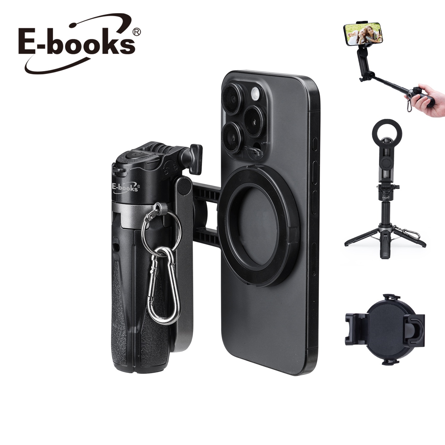 E-books N86 強力磁吸360度藍牙自拍桿腳架