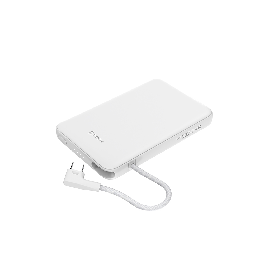 SEEK 二合一磁吸充行動電源5000mAh-白