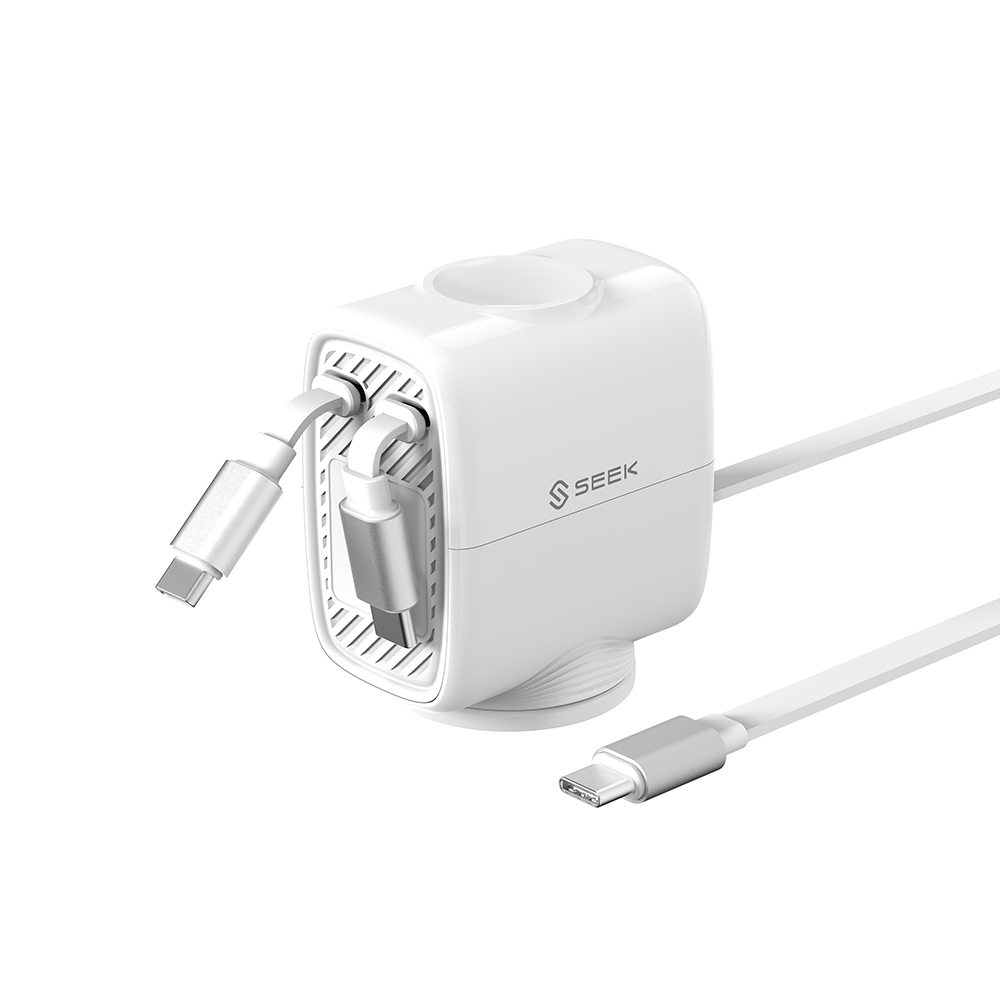 SEEK 100W Type-C智能雙伸縮線充電站-白