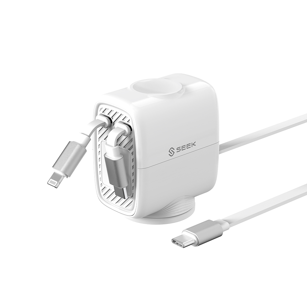 SEEK 100W 雙線智能伸縮充電-白
