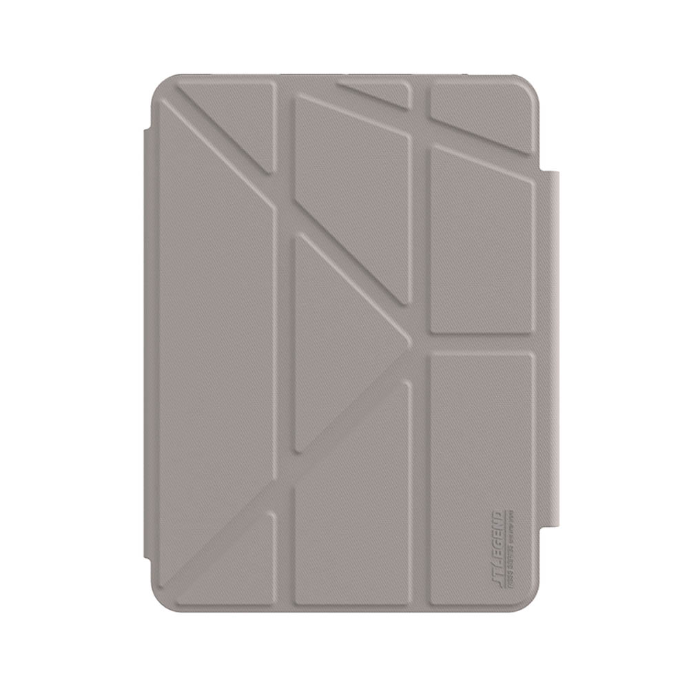 JTL iPad 11吋折疊防潑水布紋保護殼-奶茶灰