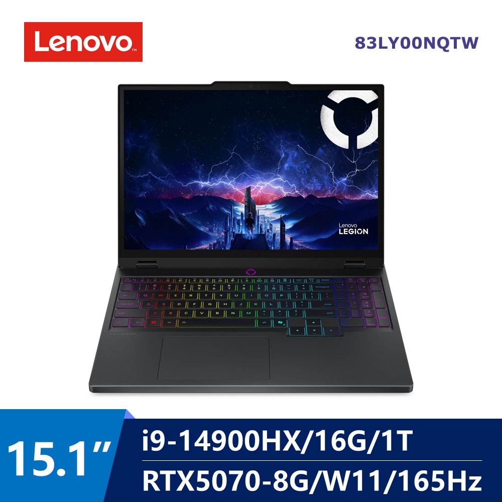 聯想 Lenovo Legion OLED AI電競筆電 15.1" (i9-14900HX/16G/1T/RTX5070-8G/W11)