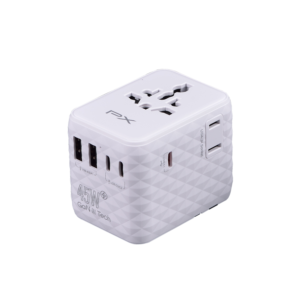 大通 氮化鎵45W萬國轉接旅行插座-白