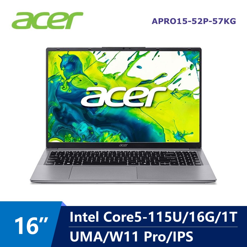 宏碁 ACER Aspire Pro 筆電 15.6" (Intel Core Ultra5-115U/16G/1T/UMA/W11 Pro) 銀